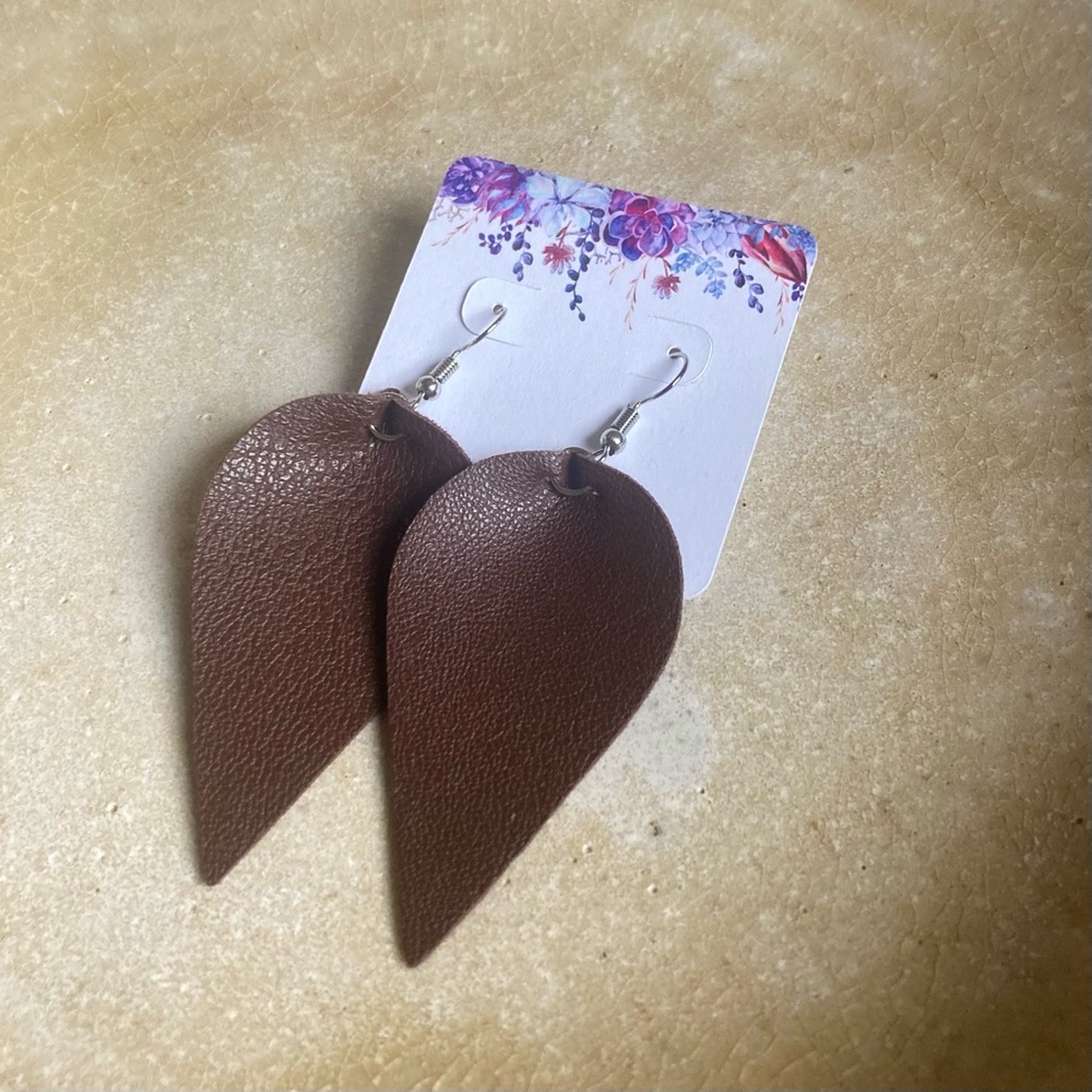 Chocolate, brown, vegan Leather earrings